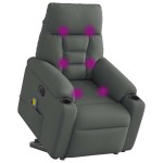 vidaXL Fotoliu electric masaj rabatabil cu ridicare, gri închis textil