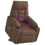 vidaXL Fotoliu electric de masaj rabatabil cu ridicare, maro, textil