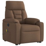 vidaXL Fotoliu electric de masaj rabatabil cu ridicare, maro, textil