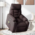 vidaXL Fotoliu electric masaj rabatabil cu ridicare maro închis textil