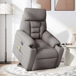vidaXL Fotoliu electric masaj rabatabil cu ridicare, gri taupe, textil