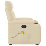 vidaXL Fotoliu electric de masaj rabatabil cu ridicare, crem, textil vidaXL Fotoliu electric de masaj rabatabil cu ridicare, crem, textil