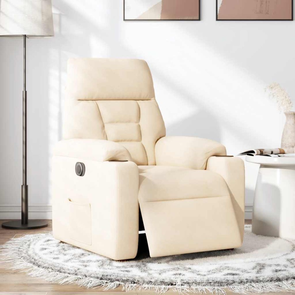 vidaXL Fotoliu rabatabil electric, bej, microfibră