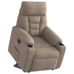 vidaXL Fotoliu rabatabil electric cu ridicare, gri taupe, microfibră