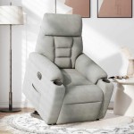 vidaXL Fotoliu rabatabil electric cu ridicare, gri deschis, microfibră