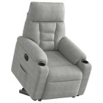 vidaXL Fotoliu rabatabil electric cu ridicare, gri deschis, microfibră