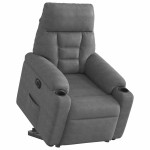 vidaXL Fotoliu rabatabil electric cu ridicare, gri închis, microfibră
