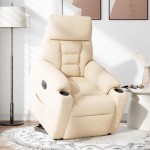 vidaXL Fotoliu rabatabil electric cu ridicare, bej, microfibră