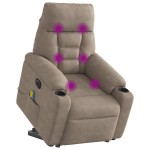vidaXL Fotoliu masaj rabatabil electric cu ridicare, taupe, microfibră