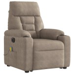 vidaXL Fotoliu masaj rabatabil electric cu ridicare, taupe, microfibră