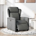 vidaXL Fotoliu rabatabil electric, gri închis, material textil