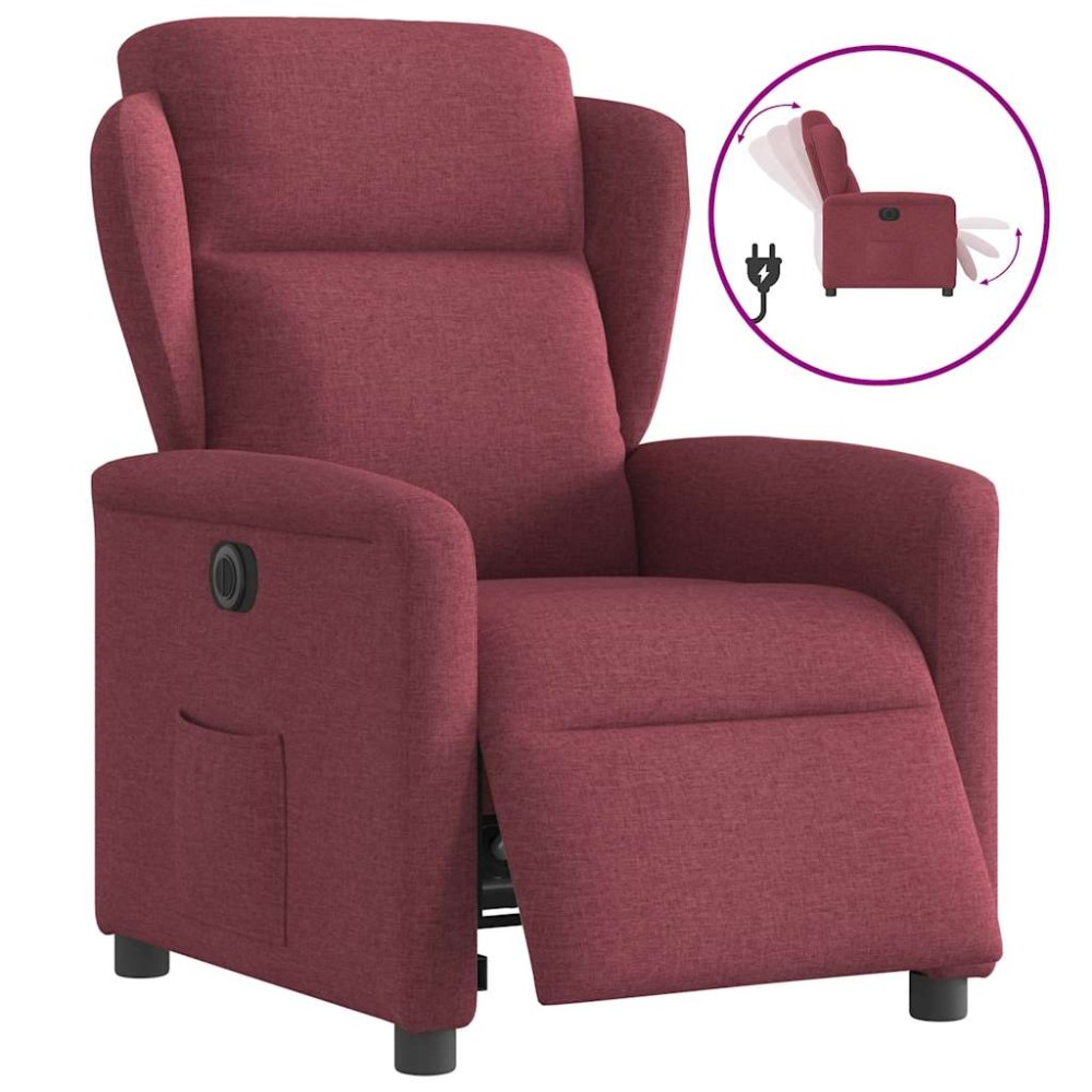 vidaXL Fotoliu rabatabil electric, roșu vin, material textil