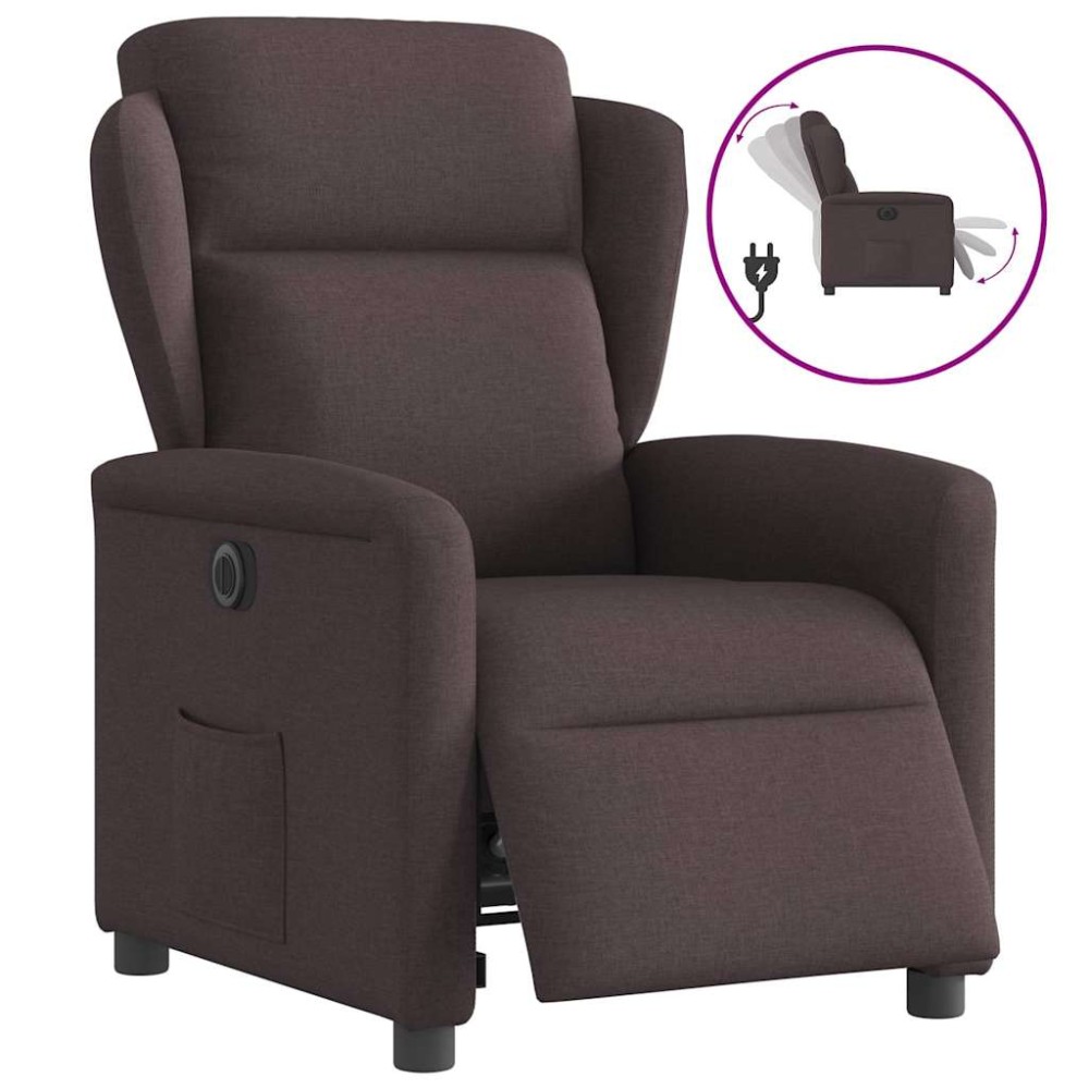 vidaXL Fotoliu rabatabil electric, maro închis, material textil
