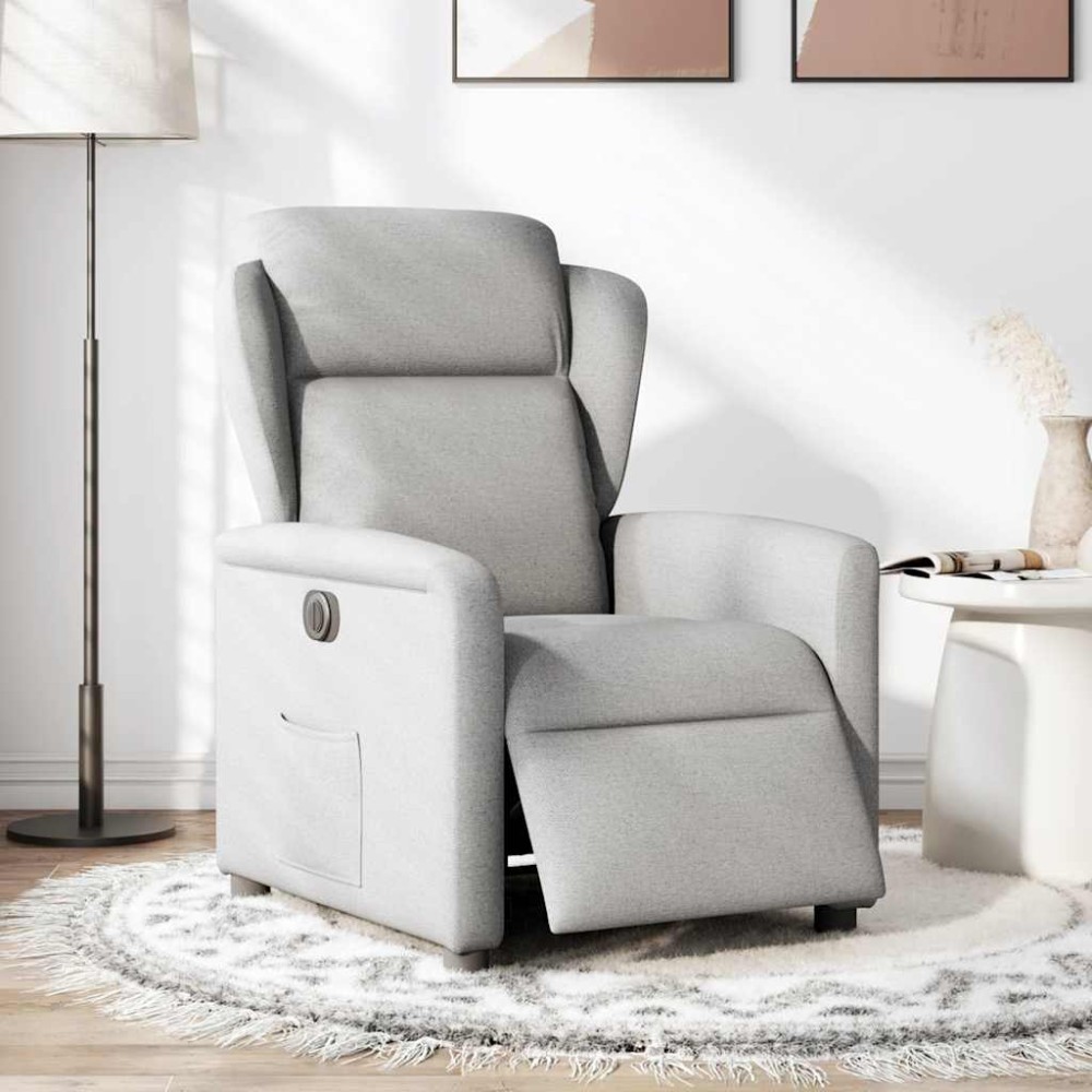 vidaXL Scaun reclinabil electric Cloud Grey Fabric