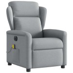 vidaXL Fotoliu electric de masaj rabatabil, gri deschis, microfibră