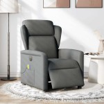 vidaXL Fotoliu electric de masaj rabatabil, gri închis, textil