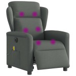 vidaXL Fotoliu electric de masaj rabatabil, gri închis, textil