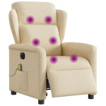 vidaXL Fotoliu electric de masaj rabatabil, crem, textil