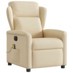 vidaXL Fotoliu electric de masaj rabatabil, crem, textil
