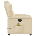 vidaXL Fotoliu electric de masaj rabatabil, crem, textil