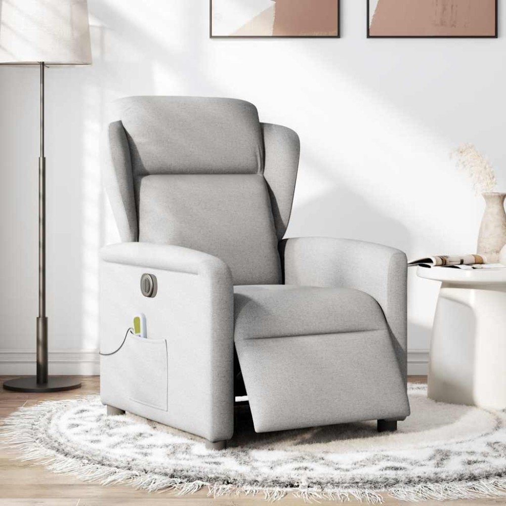 vidaXL Scaun reclinabil electric pentru masaj Cloud Grey Fabric