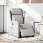 vidaXL Scaun reclinabil electric pentru masaj Cloud Grey Fabric vidaXL Scaun reclinabil electric pentru masaj Cloud Grey Fabric