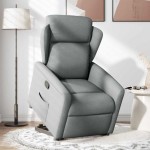 vidaXL Fotoliu rabatabil cu ridicare, gri deschis, material textil