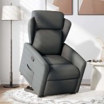 vidaXL Fotoliu rabatabil cu ridicare pe verticală, gri închis, textil vidaXL Fotoliu rabatabil cu ridicare pe verticală, gri închis, textil