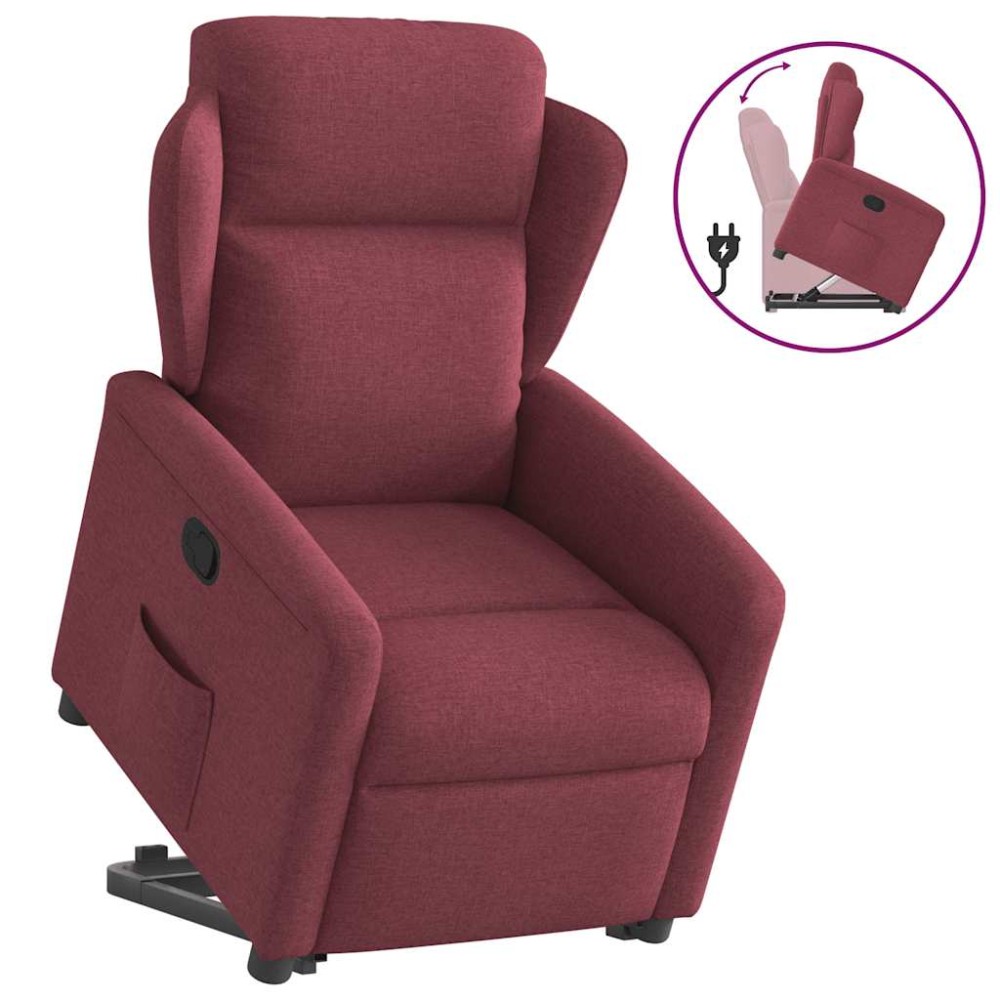 vidaXL Fotoliu rabatabil cu ridicare, roșu vin, material textil
