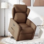 vidaXL Fotoliu rabatabil cu ridicare pe verticală, maro, textil