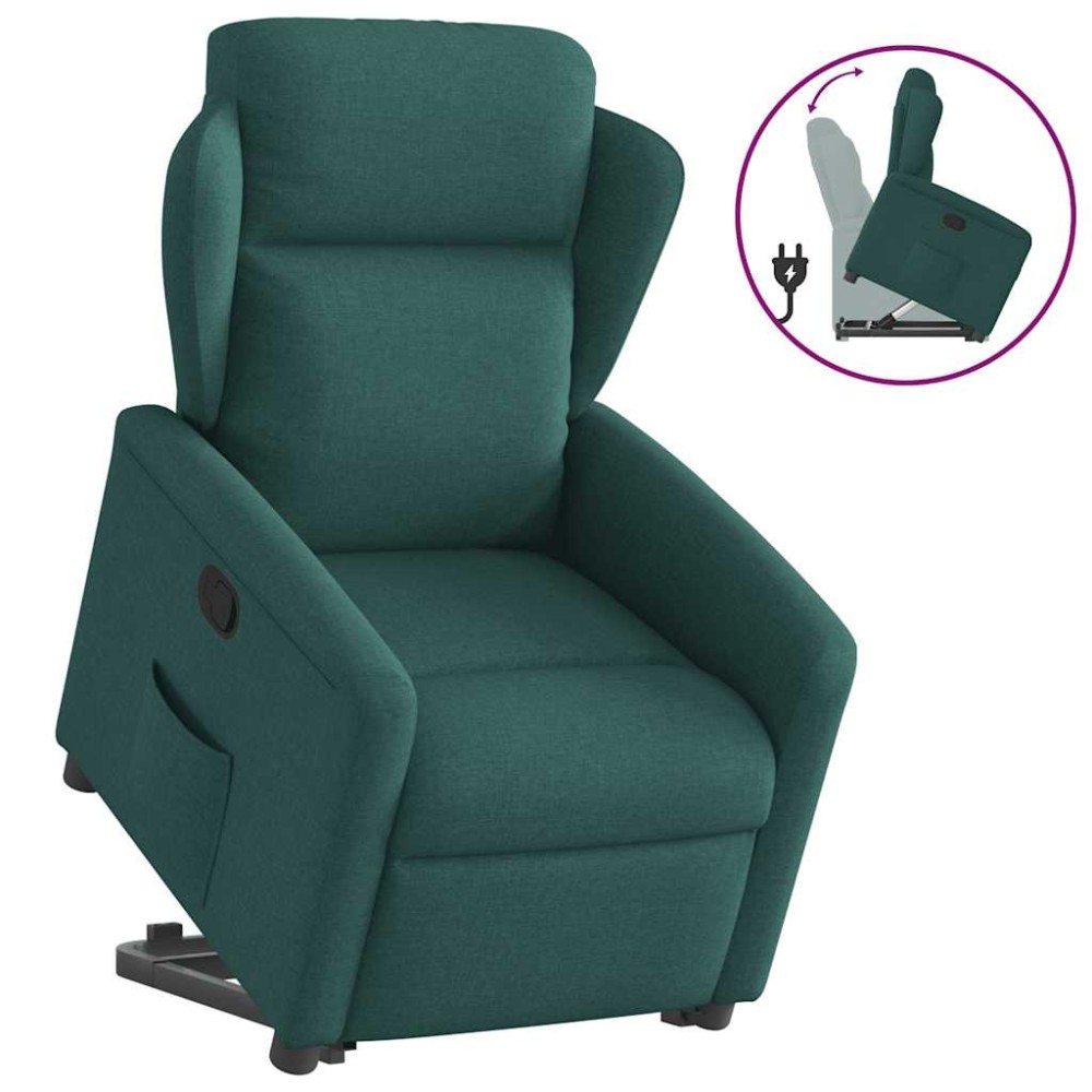 vidaXL Fotoliu rabatabil ridicare pe verticală, verde închis, textil