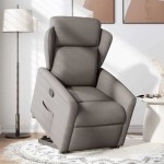 vidaXL Fotoliu rabatabil cu ridicare pe verticală, gri taupe, textil vidaXL Fotoliu rabatabil cu ridicare pe verticală, gri taupe, textil