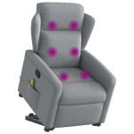 vidaXL Fotoliu de masaj rabatabil cu ridicare, gri deschis, textil vidaXL Fotoliu de masaj rabatabil cu ridicare, gri deschis, textil