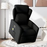 vidaXL Fotoliu rabatabil de masaj, cu ridicare, negru, material textil