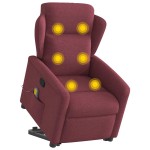 vidaXL Fotoliu rabatabil de masaj cu ridicare, roșu vin, textil