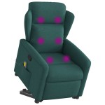 vidaXL Fotoliu rabatabil de masaj, cu ridicare, verde închis, textil