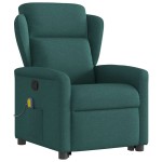 vidaXL Fotoliu rabatabil de masaj, cu ridicare, verde închis, textil
