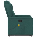 vidaXL Fotoliu rabatabil de masaj, cu ridicare, verde închis, textil