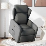 vidaXL Fotoliu electric rabatabil cu ridicare, gri închis, textil