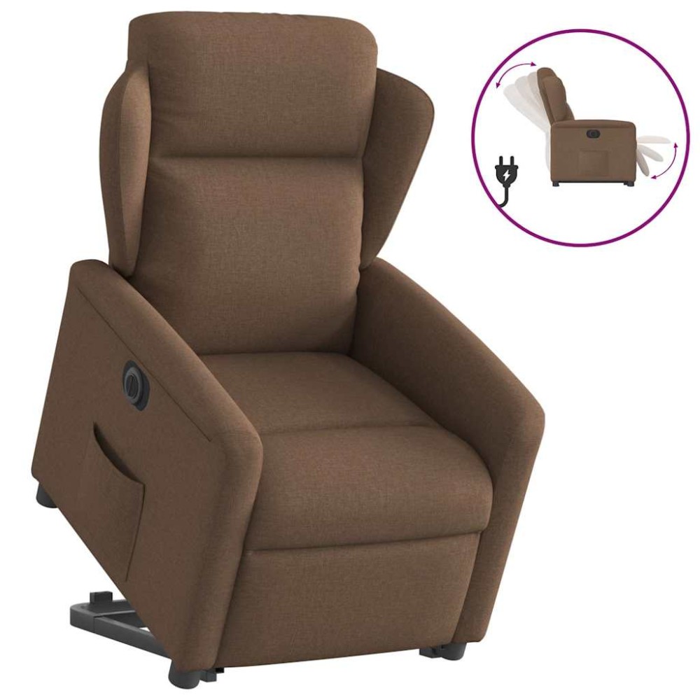 vidaXL Fotoliu electric rabatabil cu ridicare, maro, textil