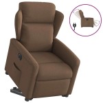 vidaXL Fotoliu electric rabatabil cu ridicare, maro, textil