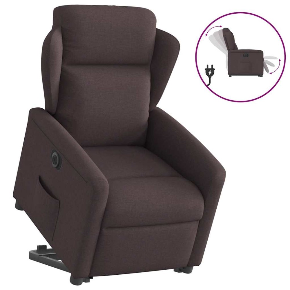 vidaXL Fotoliu electric rabatabil cu ridicare, maro închis, textil