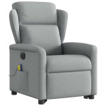 vidaXL Fotoliu electric masaj rabatabil cu ridicare, gri închis textil