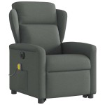 vidaXL Fotoliu electric masaj rabatabil cu ridicare, gri închis textil