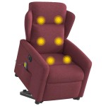 vidaXL Fotoliu de masaj electric rabatabil cu ridicare roșu vin textil vidaXL Fotoliu de masaj electric rabatabil cu ridicare roșu vin textil