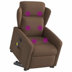 vidaXL Fotoliu electric de masaj rabatabil cu ridicare, maro, textil