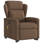 vidaXL Fotoliu electric de masaj rabatabil cu ridicare, maro, textil