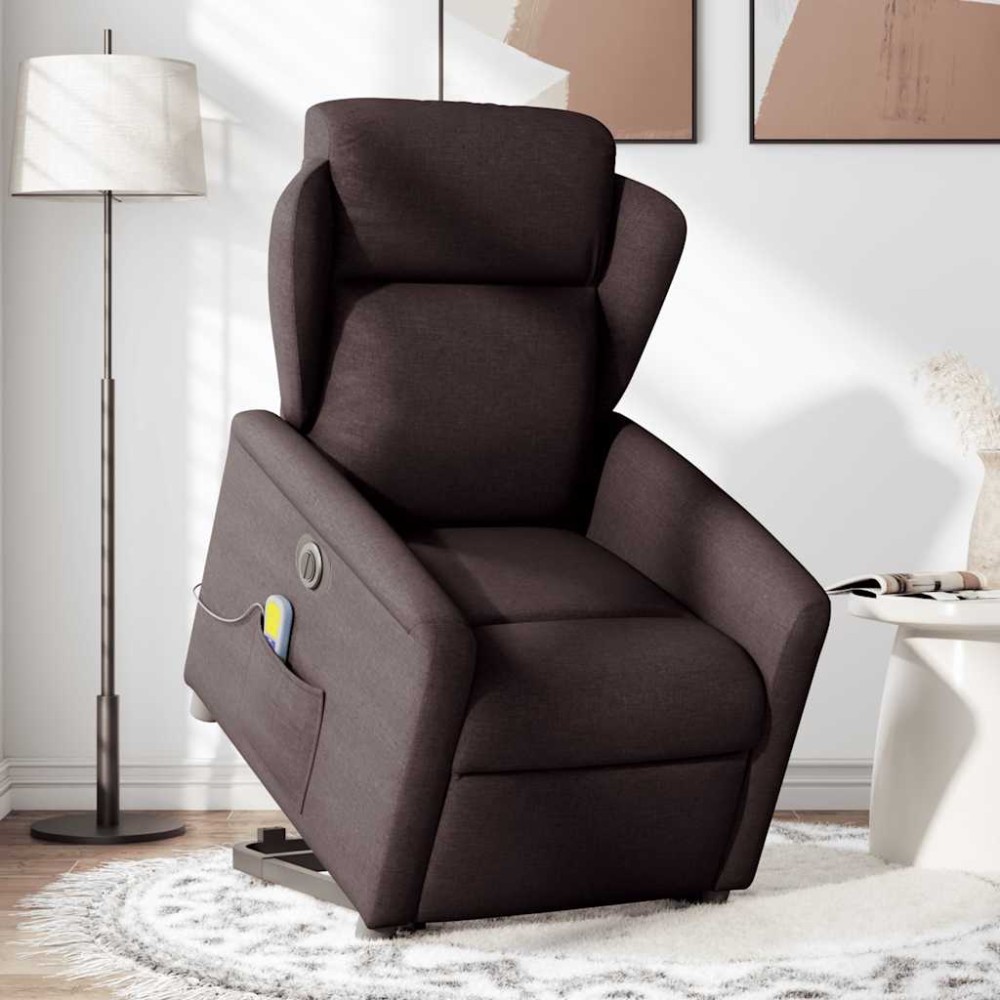 vidaXL Fotoliu electric masaj rabatabil cu ridicare maro închis textil