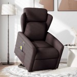 vidaXL Fotoliu electric masaj rabatabil cu ridicare maro închis textil vidaXL Fotoliu electric masaj rabatabil cu ridicare maro închis textil