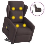 vidaXL Fotoliu electric masaj rabatabil cu ridicare maro închis textil vidaXL Fotoliu electric masaj rabatabil cu ridicare maro închis textil